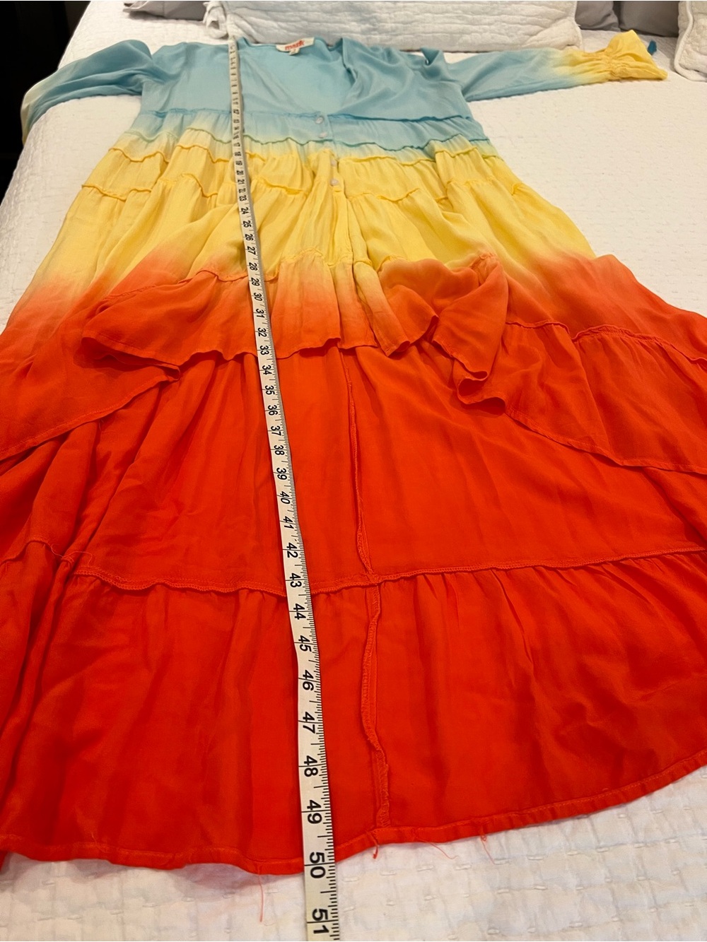 Mazik Dress Womens Small Rainbow Ombré High Low Ruffle Tassels Resort Flowy Boho - Picture 15 of 16
